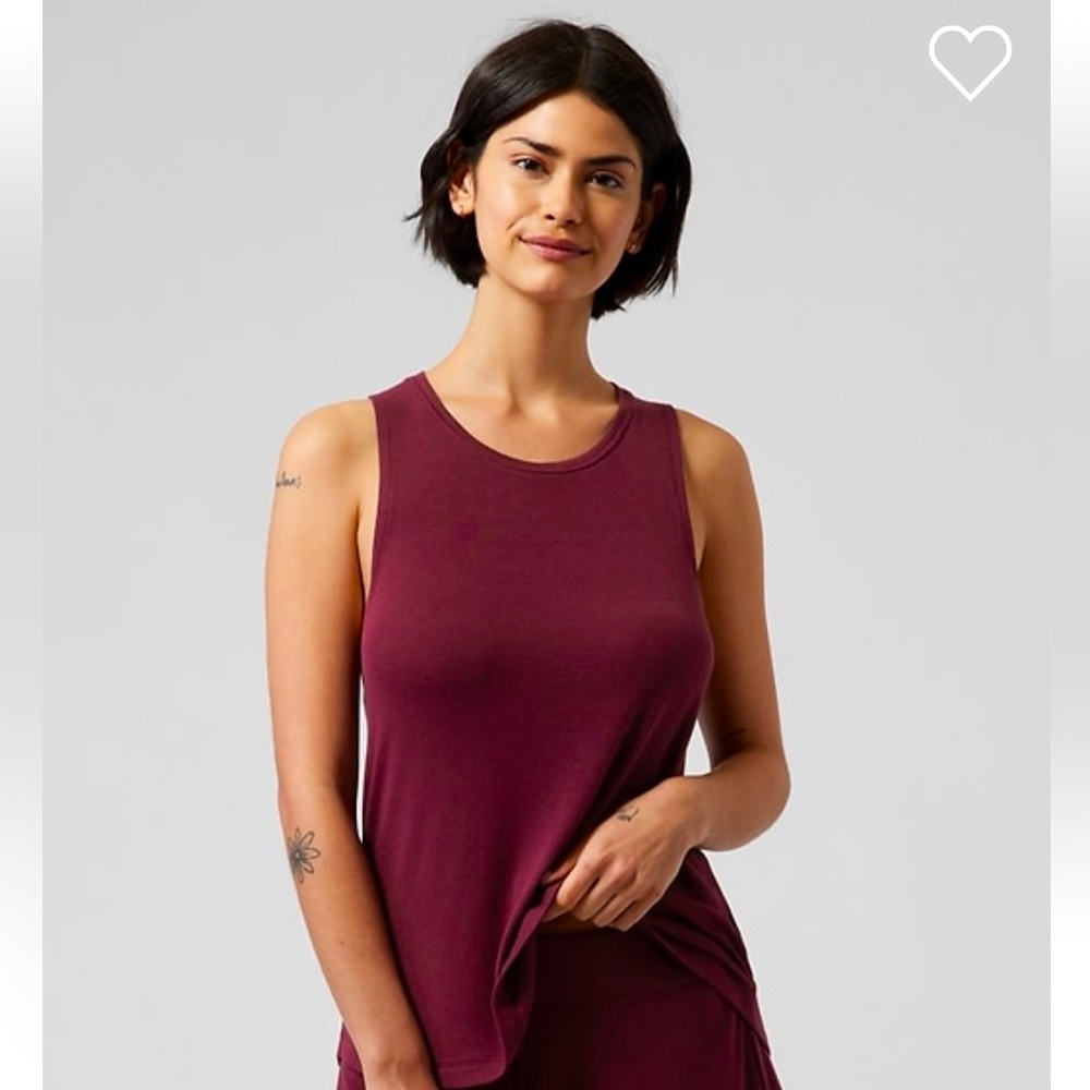 Athleta Well Rested Ribbed Sleep Top Deep Burgundy Size XS - Picture 1 of 13